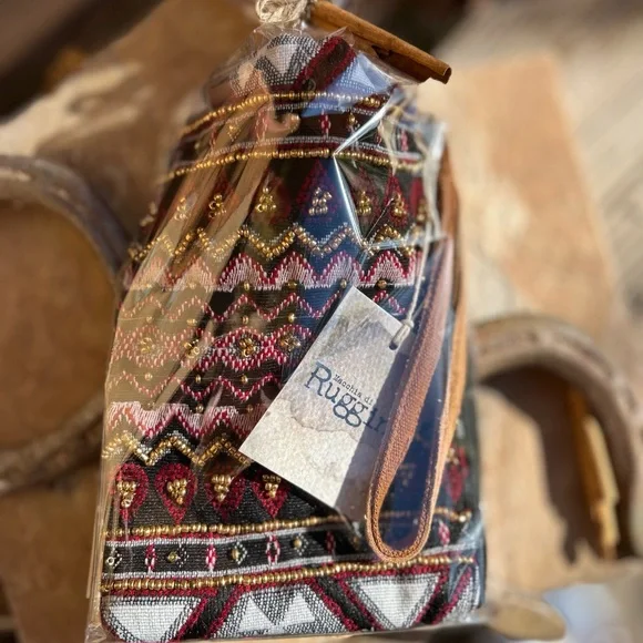 Western Bohemian Handbeaded Clutch Burgundy NWT - Picture 7 of 9